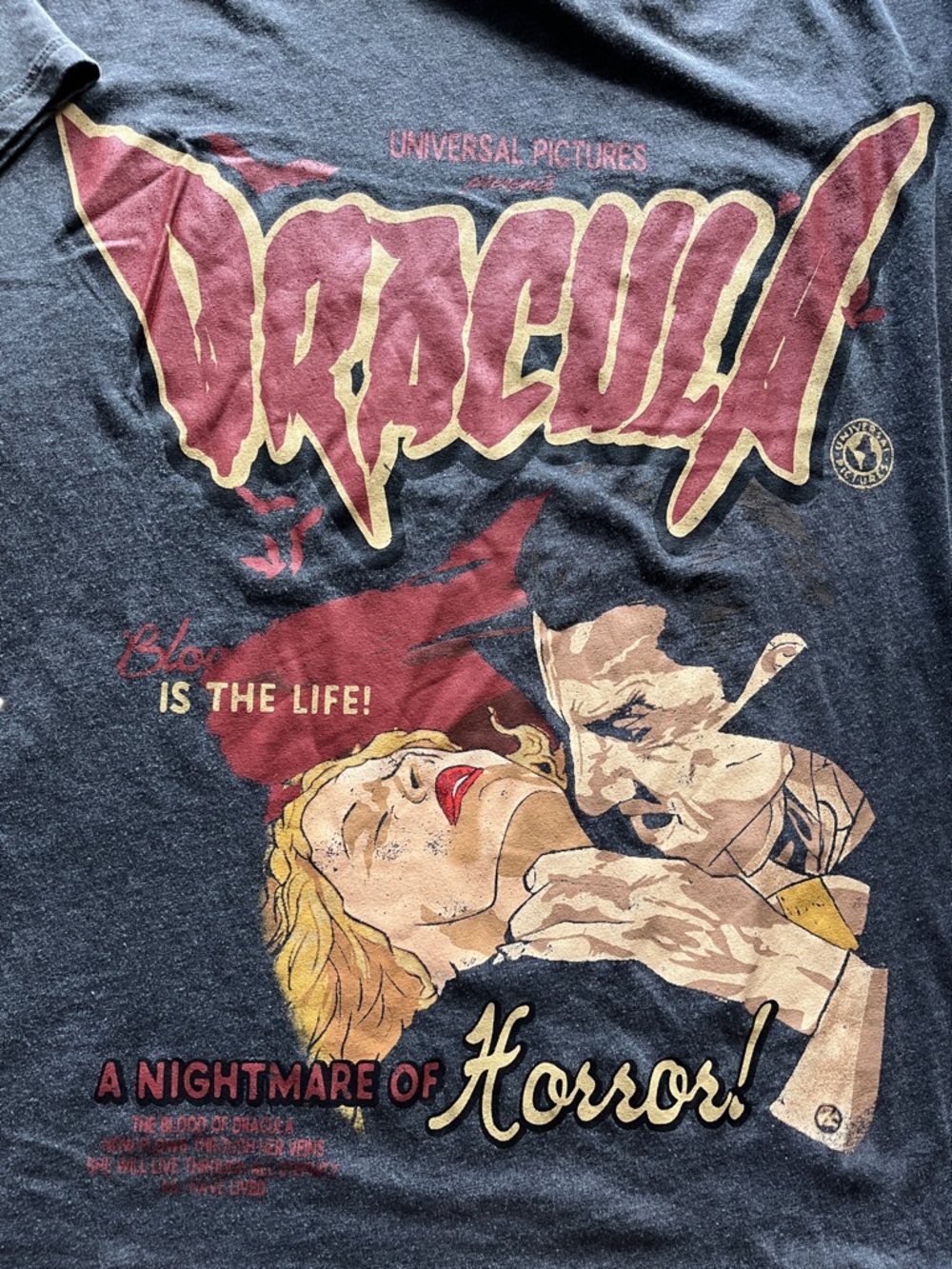 Universal Monsters Graphic Tee - Black with Red & Gold Print - Picture 4 of 4